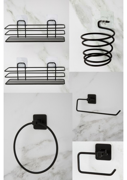 Ikili Banyo Rafı Daire Havluluk ve Tuvalet Kağıtlığı Seti