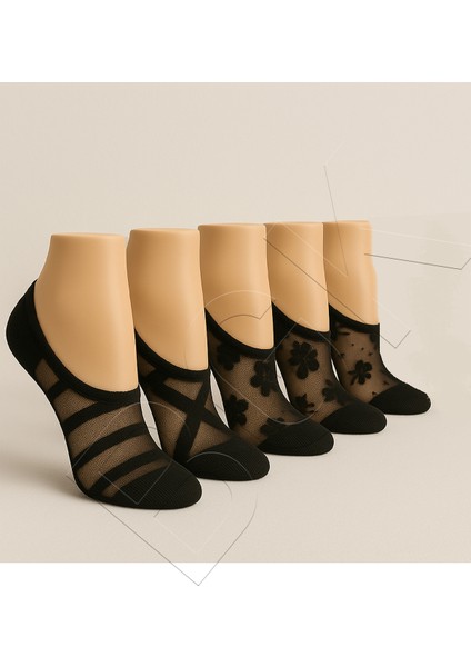 Kadın Siyah Tül Çorap 5 Çift 36-41 Beden, Narin ve Esnek