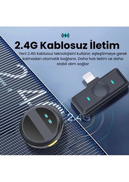 2 Adet Profesyonel Kablosuz Yaka Mikrofonu Lighting Uyumlu Manyetik Klipsli modelleri