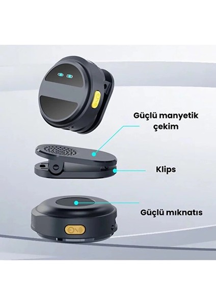 2 Adet Profesyonel Kablosuz Yaka Mikrofonu Lighting Uyumlu Manyetik Klipsli indirimleri