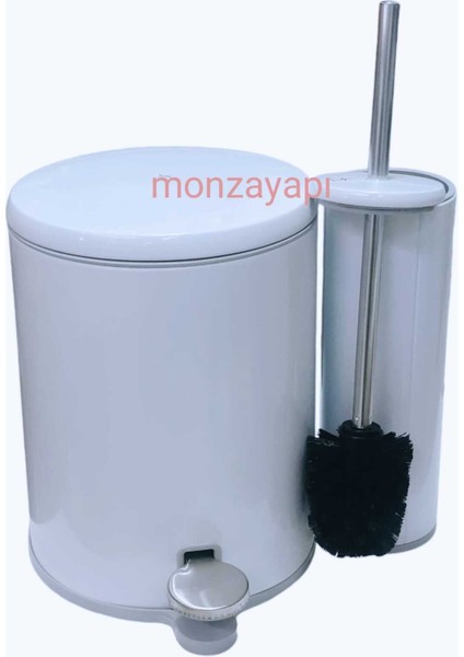 Prizma Nova Çelik Çöp Kovası ve Wc Tuvalet Fırçası Seti Beyaz fiyatları