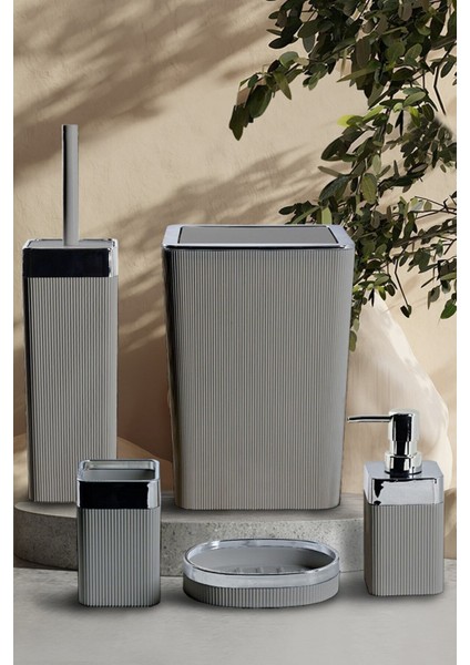 Şık 5 Parça Rattan Banyo Seti, Modern ve Kullanışlı Tasarım