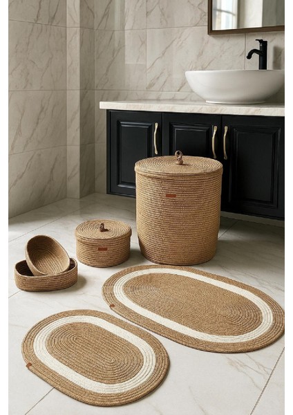 Doğal Jüt Hasır Banyo ve Çamaşır Sepeti, 40X45, Makyaj ve Kirli Sepetleri