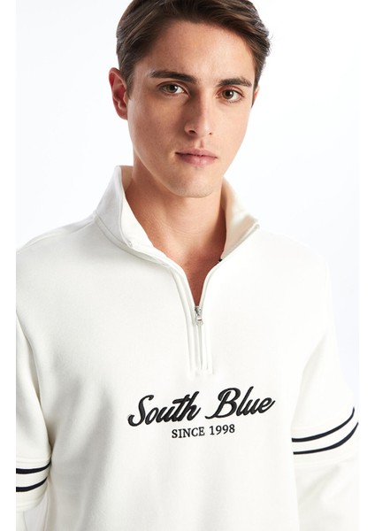 Yeni Sezon Dik Yaka Uzun Kollu Erkek Kalın Sweatshirt