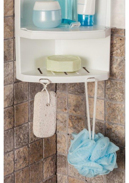 Şeffaf ve Doğal Görünümlü Kapaklı Banyo Köşe Rafı fiyatları