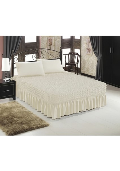 Bürümcük Çift Kişilik Lastikli Çarşaf, Etekli, Esnek Kumaş, Yatak Örtüsü (1 Adet)