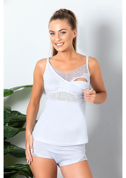 Pamuklu Emzirme Atleti Beyaz (MGP11786)