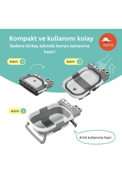 Tam Katlanır Termometreli Yeni Doğan Küveti – Yıkama Yastıklı, Avrupa Sertifikalı Bebek Küveti modelleri