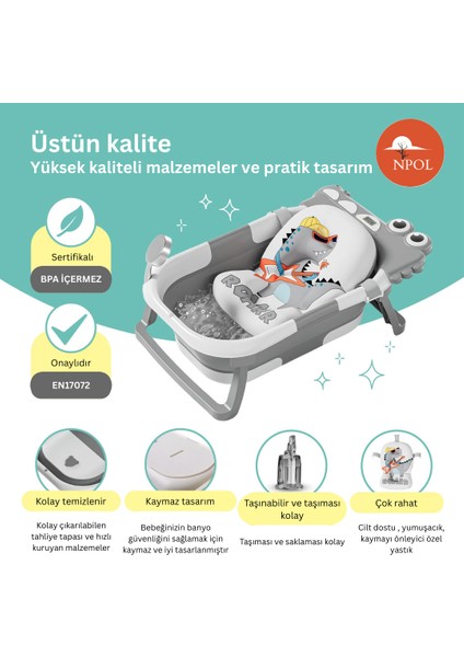 Tam Katlanır Termometreli Yeni Doğan Küveti – Yıkama Yastıklı, Avrupa Sertifikalı Bebek Küveti fırsatları