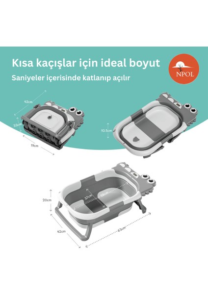 Tam Katlanır Termometreli Yeni Doğan Küveti – Yıkama Yastıklı, Avrupa Sertifikalı Bebek Küveti indirimleri