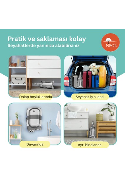 Tam Katlanır Termometreli Yeni Doğan Küveti – Yıkama Yastıklı, Avrupa Sertifikalı Bebek Küveti