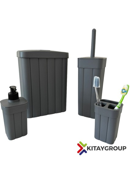 Renkli Fitil Desenli 4 Parça Banyo Seti, Rahatlık ve Şıklık Sunar