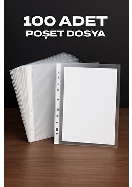 100 Adet A4 Şeffaf Poşet Dosya Föy Renkli ve Ölçüleriyle Pratik Kırtasiye Ürünü