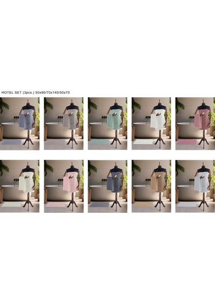 Yumuşak ve Hafif 3'lü Pamuk Banyo Havlu Seti, 3 Ölçü, Konforlu Kullanım fiyatları