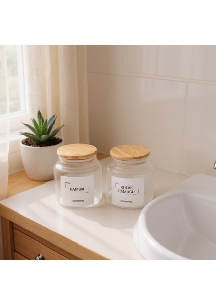 Bambu Kapaklı Cam Kulak Pamuğu ve Pamukluk, 500ML, Şık ve Doğal Kullanım fiyatları