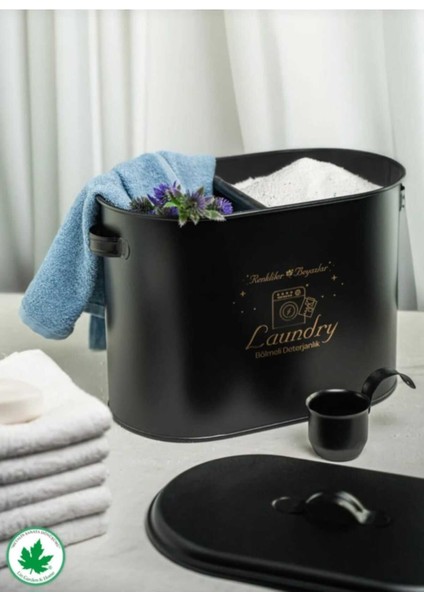 Pratik ve Şık Bölmeli Metal Kapaklı Deterjanlık, Toz ve Sıvı Deterjanlar Için