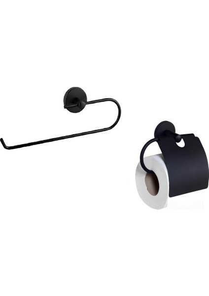 Paslanmaz Duvara Monte Solo Açık Kağıt Havluluk ve Kapaklı Kağıtlık Seti