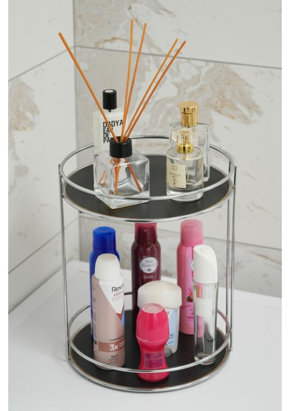 Çok Amaçlı 2 Katlı Altın Renkli Banyo ve Kozmetik Organizeri