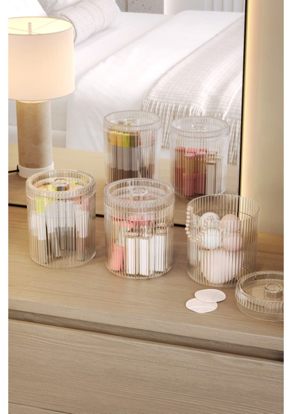 3'lü Çok Amaçlı Makyaj ve Kozmetik Pamuk Banyo Organizer Seti