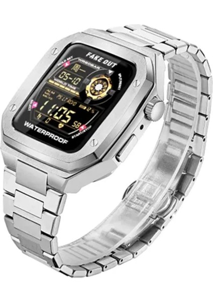 CPT83 Apple Watch 45MM Metal Petek Kasalı Kordon - Gümüş fiyatları