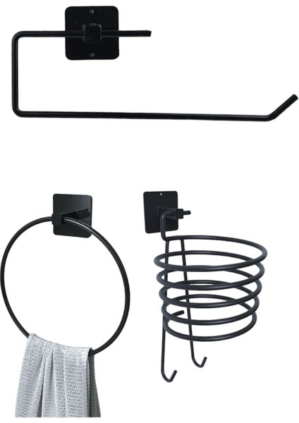 Pratik Kağıt Havluluk, Yuvarlak Havlu Tutucu ve Fönlük Seti