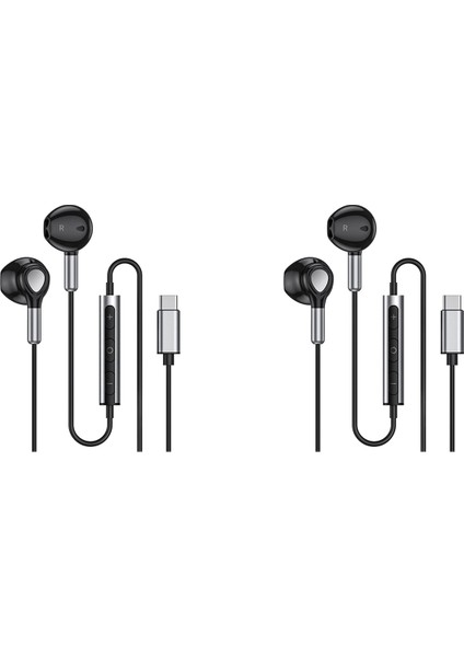 2x USB C Kulaklık Mikrofon ve Hacim Kontrollü Kulak Içi Kulaklık Samsung S22 S21 S20 Fe A53 Için C Tipi Kulaklık (Yurt Dışından)