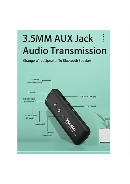 Vaorlo 3 In 1 Bluetooth 5 3 Ses Alıcı Verici 3 5mm Aux Jack Müzik Kablosuz Adaptörü Otomobil Hoparlörü Tv Pc Için (Yurt Dışından) modelleri