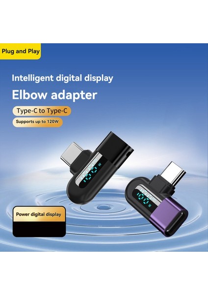 Elough 6A Dijital Ekran Tip C To Type C Tip C Otg Adaptörü 120W Hızlı Şarj USB C Kablosu Usb2 0 Bağlayıcı Mor (Yurt Dışından) modelleri