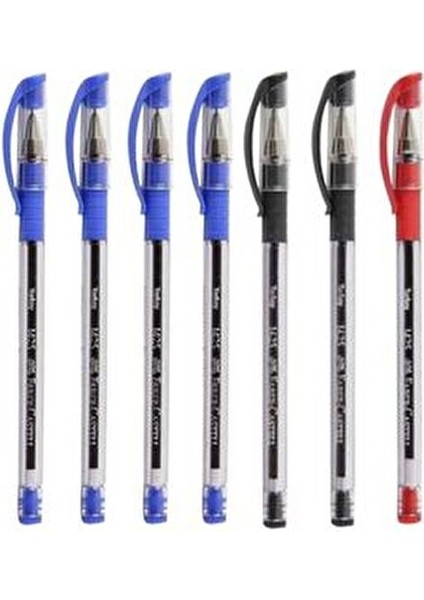 1425 Mavi-Siyah-Kırmızı Tükenmez Kalem 7'li Set Türkiye Menşeli Kolay Yazım fiyatları