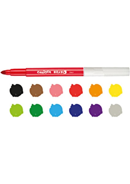 Bravo 12'li Süper Yıkanabilir Keçeli Boya Kalemi Renkli Kalın Uçlu Set modelleri