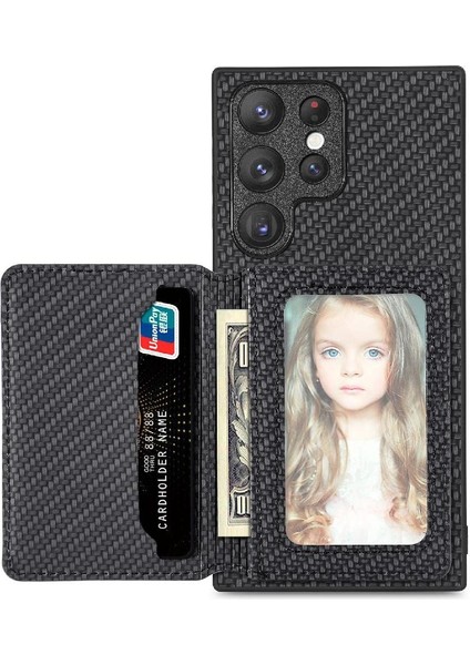 Samsung Galaxy S25 Ultra Rfıd Engelleme Manyetik Kart Tutucu Standı Için Kılıf (Yurt Dışından)