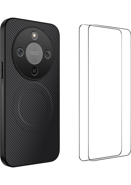 Honor Magic8 Lite 5g Manyetik Kılıf Karbon Fiber Doku Pc Tpu Telefon Kılıfı 2 Adet Ekran Filmi ile (Yurt Dışından)