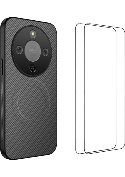Honor Magic8 Lite 5g Manyetik Kılıf Karbon Fiber Doku Pc Tpu Telefon Kılıfı 2 Adet Ekran Filmi ile (Yurt Dışından)