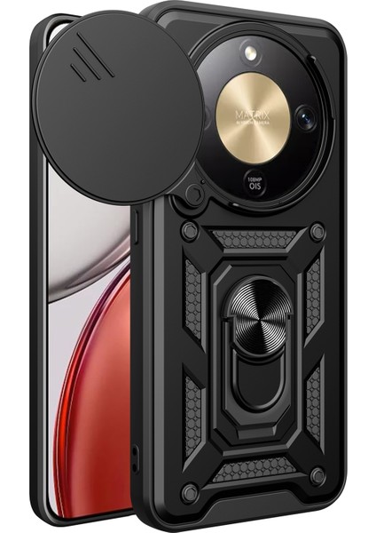 Honor Magic8 Lite 5g Kılıf Ayaklı Pc + Kamera Lens Kaydırıcılı Tpu Telefon Kılıfı (Yurt Dışından)