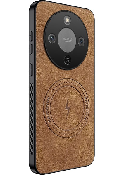 Honor Magic8 Lite 5g Manyetik Kılıf Nappa Doku Pc Tpu Telefon Kılıfı (Yurt Dışından)