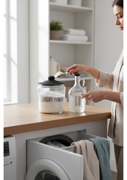 Siyah Kapaklı Dekoratif Cam Deterjan ve Galon Şişe Seti fiyatları