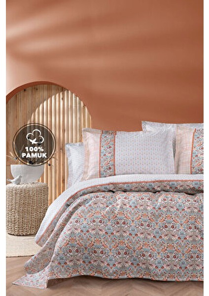 Laveta Tek Kişilik Pamuk Pike Takımı Turuncu Pamuklu Modern Desenli 3 Parça indirimleri
