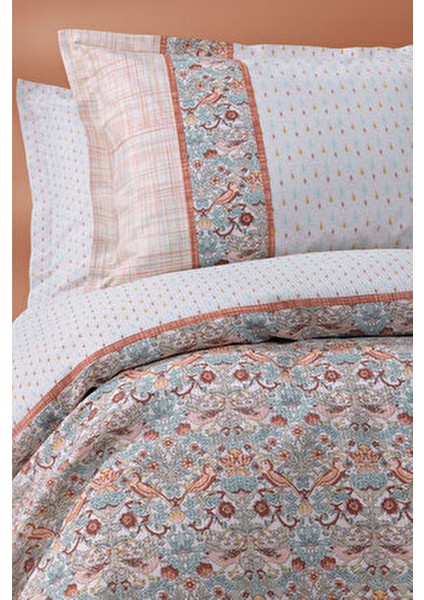 Laveta Tek Kişilik Pamuk Pike Takımı Turuncu Pamuklu Modern Desenli 3 Parça