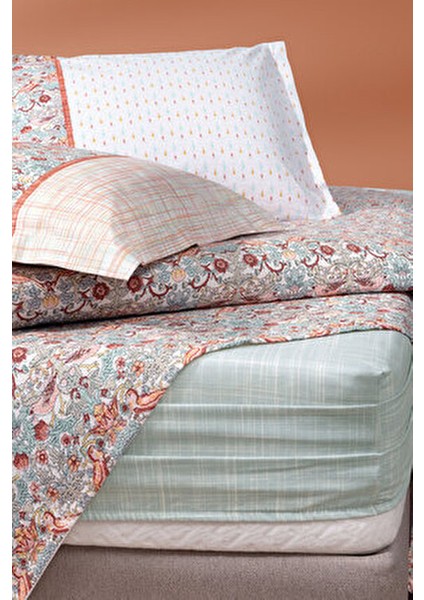 Laveta Tek Kişilik Pamuk Pike Takımı Turuncu Pamuklu Modern Desenli 3 Parça