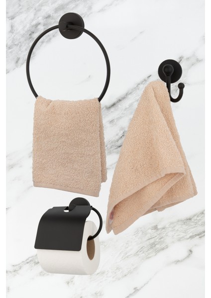 Siyah Halka Havluluk ve Bornoz Askısı 3’lü Banyo Seti fiyatları