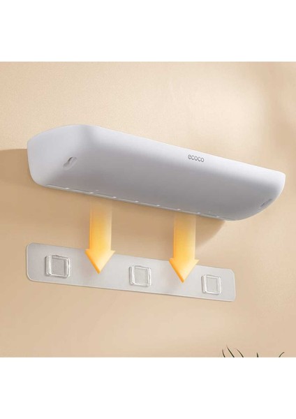 Pratik Duvara Yapışkanlı Banyo ve Mutfak Rafı, Gri Beyaz Renk fiyatları