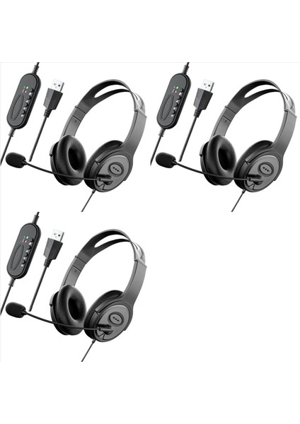 Zoom Skype Ofis Çağrı Merkezi Ev Podcast&#39 I Için Gürültü Önleyici Mikrofona Sahip 3x Çağrı Merkezi Kulaklığı Stereo Kulaklık (Yurt Dışından)