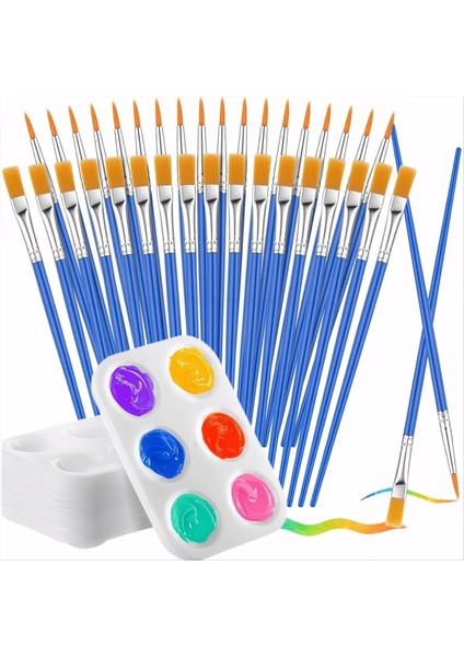 30 Adet Küçük Boya Fırçaları Dökme ve 10 Palet - 15 Adet Düz ve 15 Adet Sivri Boya, Yağ Akrilik, Suluboya Boyama Için (Yurt Dışından)