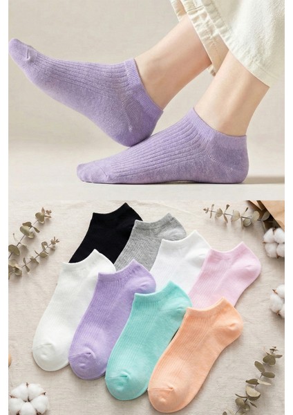 Unisex 8 Çift Renkli Soft Çizgili Çorap
