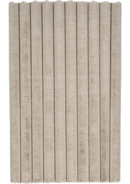 Apex Linio 8053 Bej - Modern Dekoratif Peluş Halı – Yumuşak Dokulu, Kaymaz Keten Tabanlı, Yıkanabilir