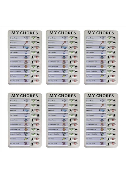 6x Işlerim Kontrol Listesi Notu Plastik Kart Çek Öğeleri ve Form Için Çıkarılabilir ve Yeniden Kullanılabilir Yaratıcı Not Kontrol Listesi (Yurt Dışından)