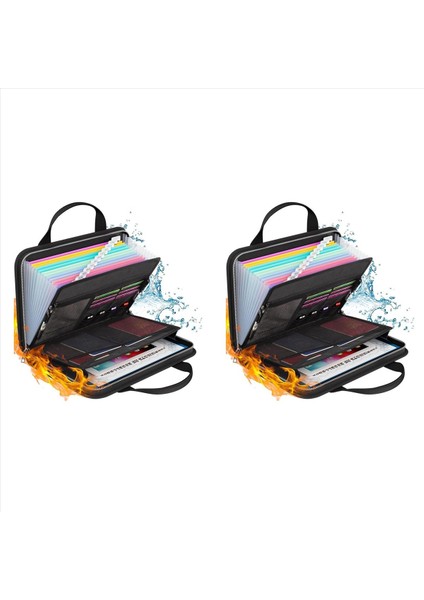 2x Akordeon Dosya Düzenleyici Su Geçirmez Yanmaz 14 6X10 2in Dosya Düzenleyici Akademik Iş Için 12 Klasörlü (Yurt Dışından)