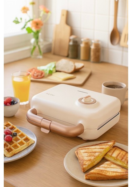 Çıkarılabilir Yapışmaz Plakalı Tost ve Waffle Makinesi, 3 Farklı Plakayla
