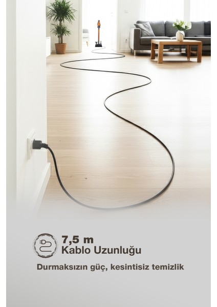 Pluto P 6000 Cyclone Dikey Elektrikli Süpürge Antrasit