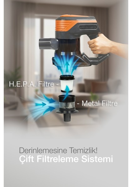 Pluto P 6000 Cyclone Dikey Elektrikli Süpürge Antrasit